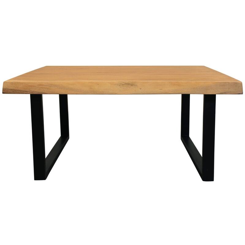HomeRoots 39" Natural And Black Solid Wood And Iron Square Distressed Coffee Table - 39' X '18' X '39