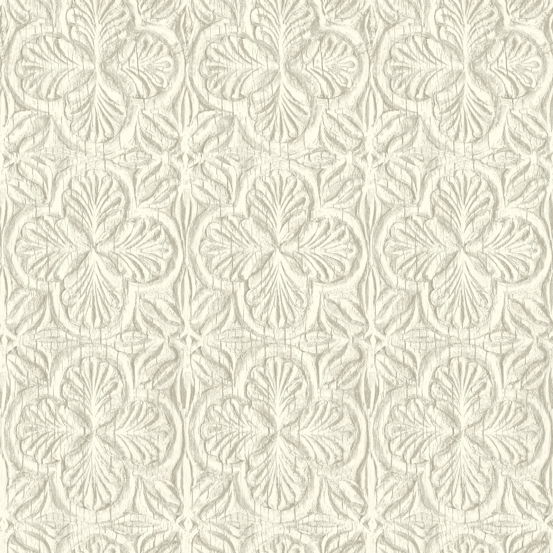 Chesapeake Karachi White Wooden Damask Wallpaper