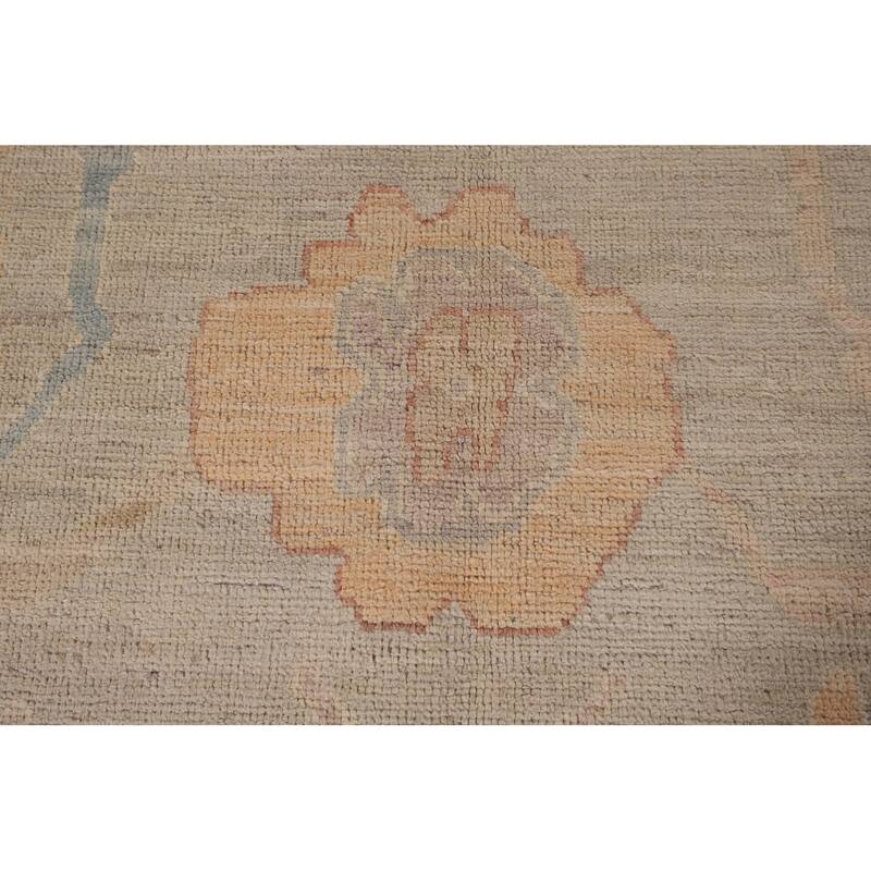 Vegetable Dye Oushak Area Rug Handmade Beige Wool Carpet - 8'11" x 12'0"
