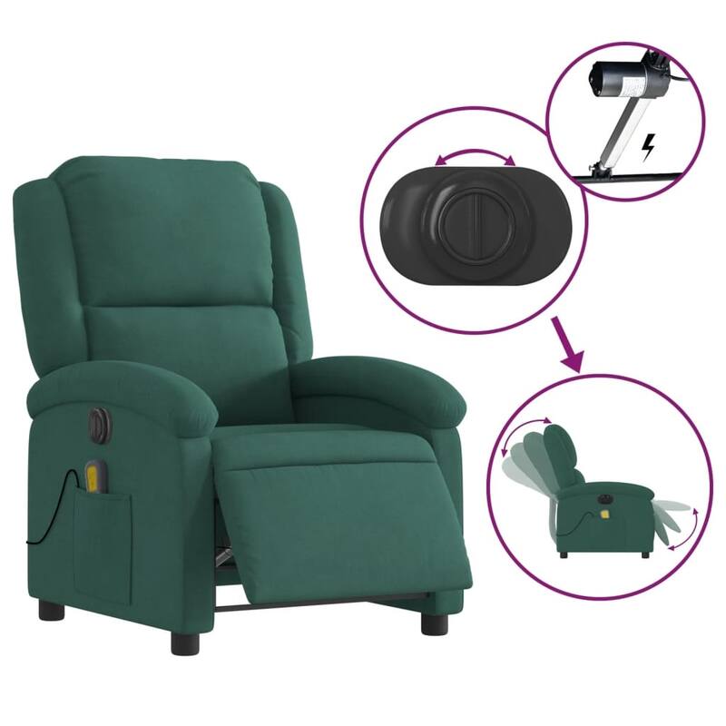 vidaXL Massage Recliner Chair Wingback Reclining Armchair for Elderly Velvet