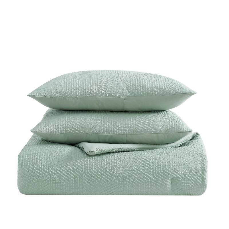 Nautica Broken Lines Embossed Green 8 Piece Comforter Bonus Set