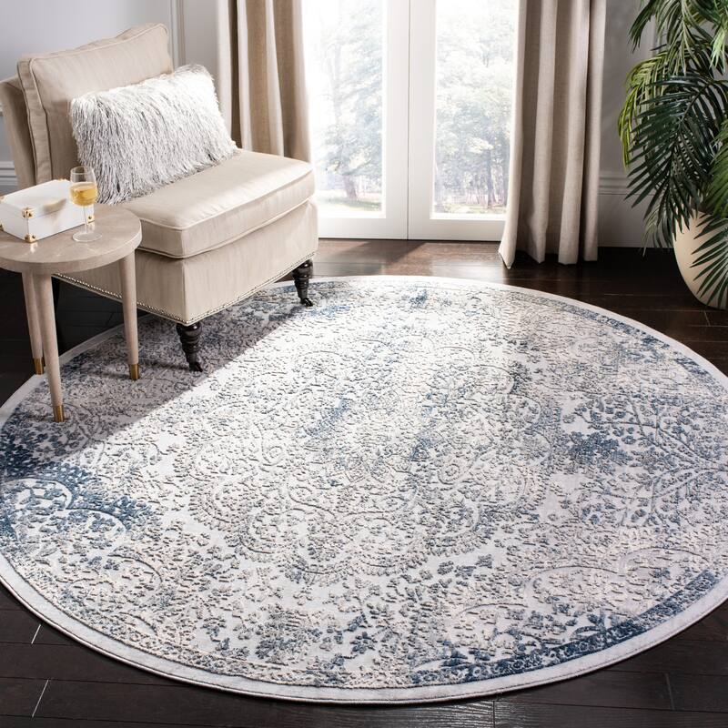 SAFAVIEH Invista Rhona Contemporary Abstract Rug - 6'7" Round - Grey/Blue
