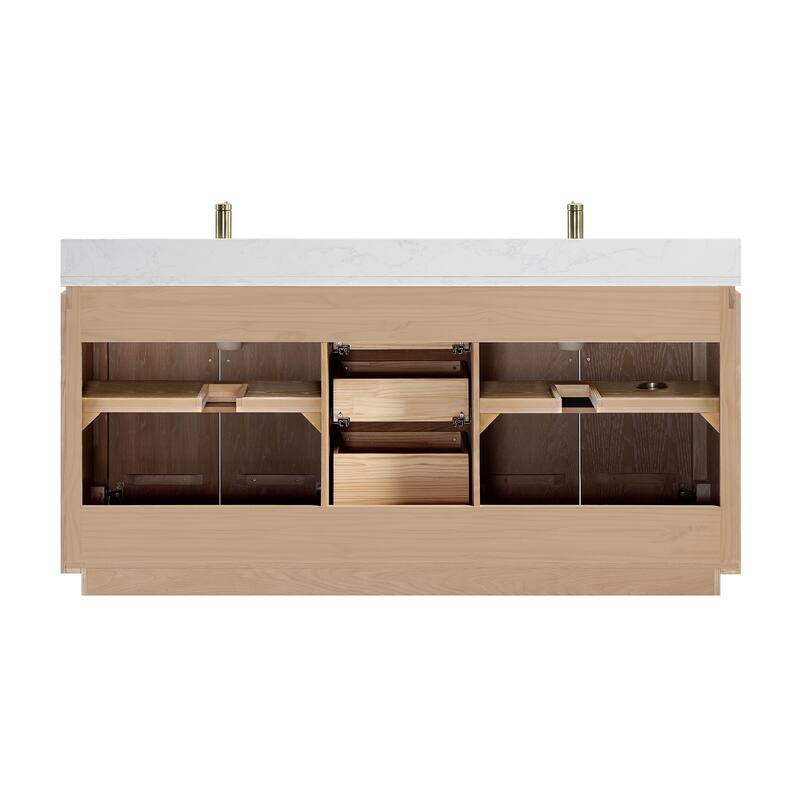 San Double Bath Vanity with Composite Stone Top and Mirror