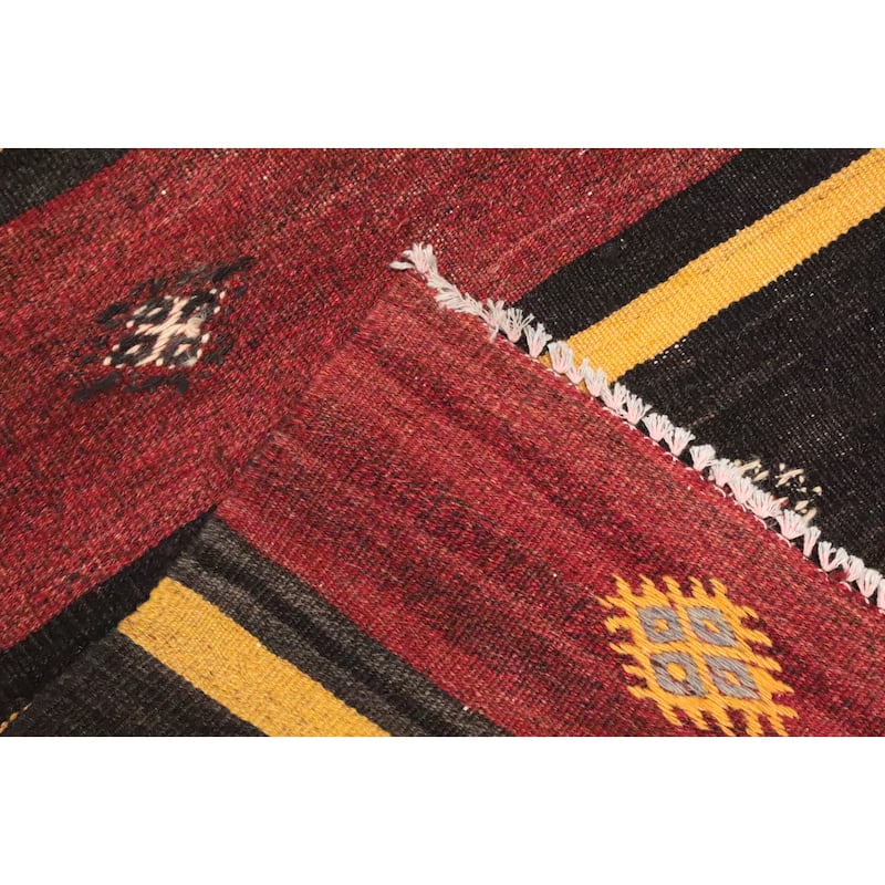 Hand Woven Oriental 100% Wool Carpet Southwestern Tribal Multi-Colored Kilim Area Rug - 9' 6'' X 6' 2''
