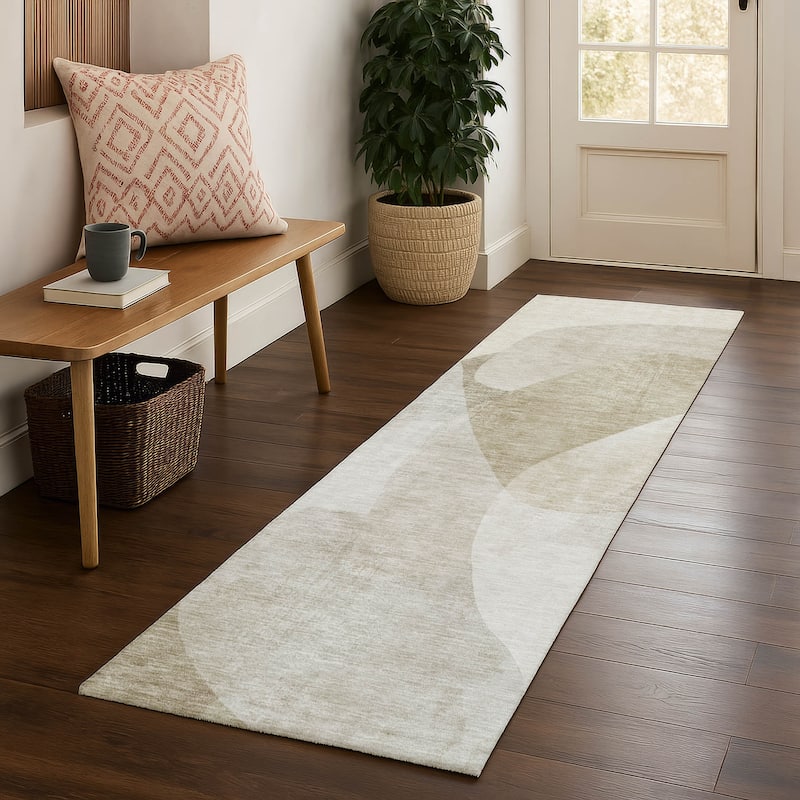 Premium Washable Super Soft Casual Contemporary Mayfield Rug - Beige - 2'3" x 7'6"