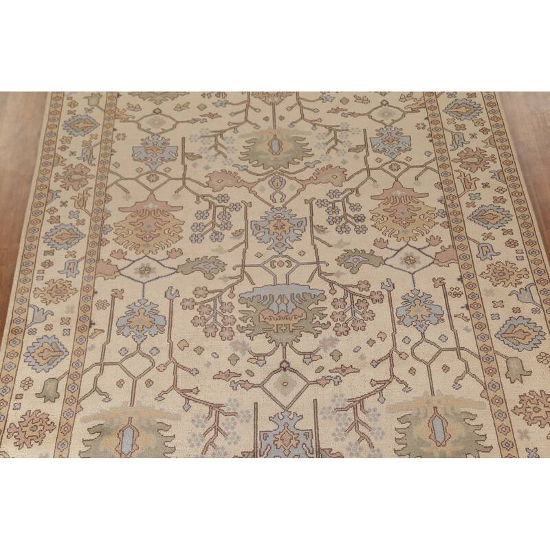 All-Over Oushak Oriental Area Rug Handmade Wool Carpet - 9'1" x 11'6"