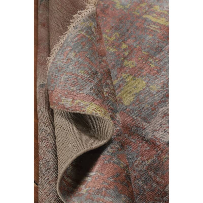 Multicolor Abstract Modern Area Rug Hand-Knotted Wool Carpet - 4'10"x 7'6"