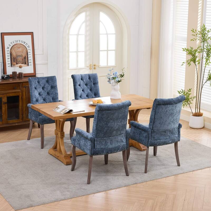Roomfitters Upholstered Dining Chairs with Barrel Back and Wood Legs, Modern Accent Side Chairs for Living Room