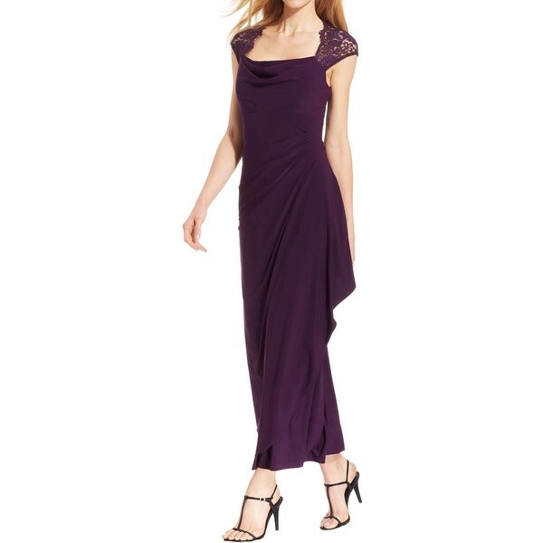 MSK Womens Evening Dress Sheath Lace Trim