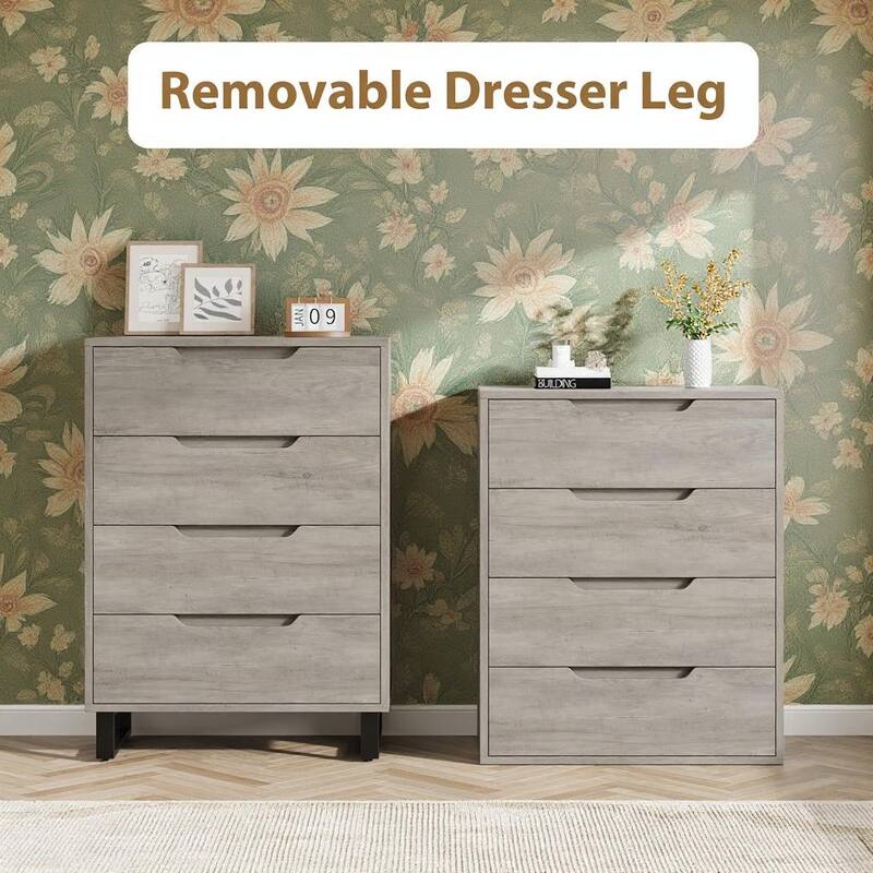 4 Drawers Wood Dressers, with Storage, 41.5"