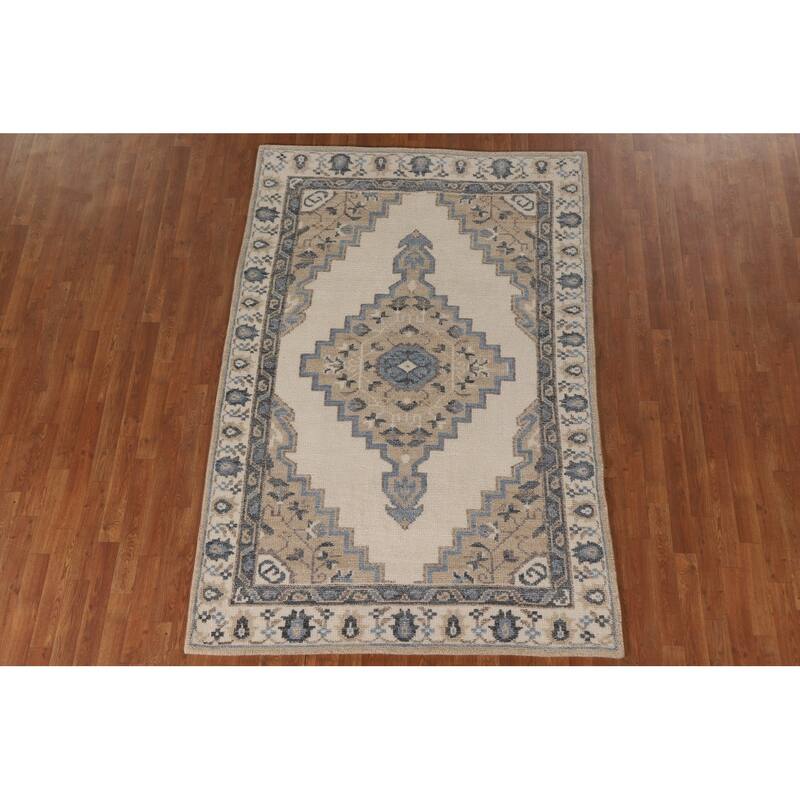 Geometric Moroccan Indian Area Rug Handmade Wool Carpet - 5'3"x 7'11"