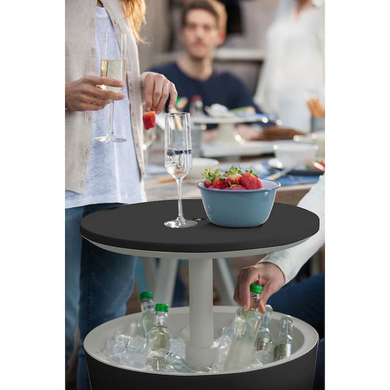 Keter Cool Bar Indoor Outdoor Patio Beverage Cooler and Bar Pop-Up Side Table