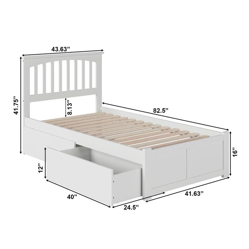 Mission Platform Bed with Footboard and Storage Drawers