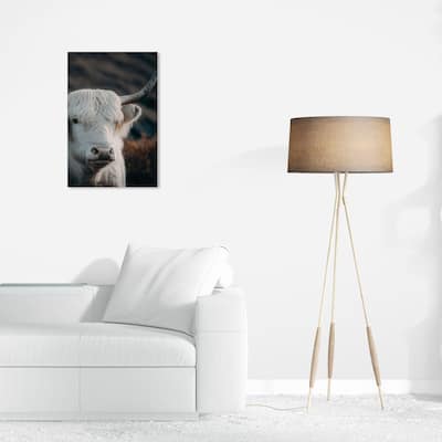 Wynwood Studio Canvas Animals White Highland Cow White and Cream White Rustic Wall Art Canvas Print - White, Gray
