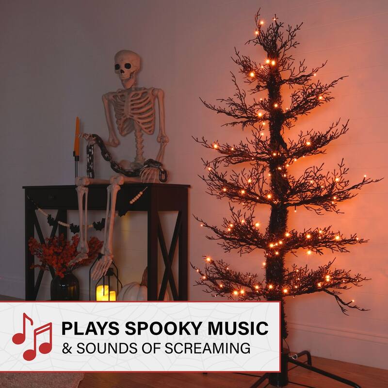 Haunted Hill Farm 5-ft. Dancing Halloween Tree with Orange LED Lights and Sound