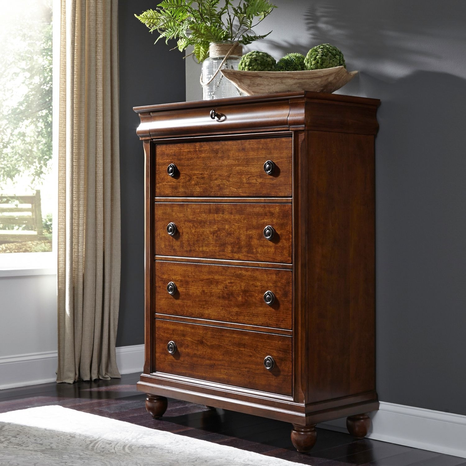 Liberty Furniture Rustic Traditions Bedroom 5 Drawer Chest Rustic Cherry