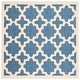 preview thumbnail 79 of 132, SAFAVIEH Courtyard Dorthey Indoor/ Outdoor Patio Backyard Rug 4' x 4' Square - Blue/Beige