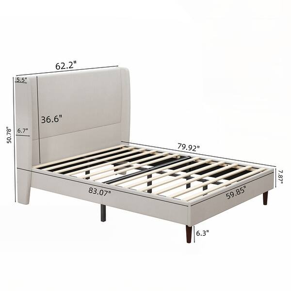 dimension image slide 24 of 27, Harper Tall Headboard Upholstered Bed