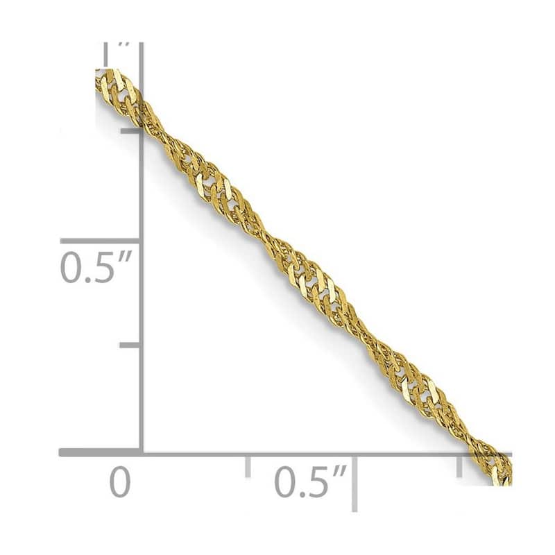 Curata 10k Yellow Gold Solid Polished Lobster Claw Closure 1.7mm Singapore Chain Bracelet - 7 Inch - Lobster Claw