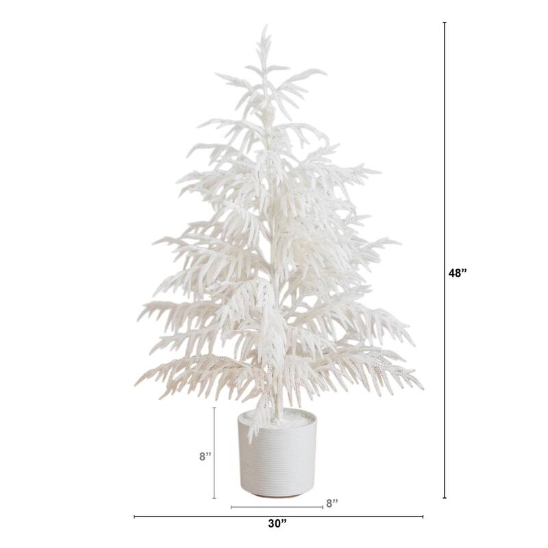 Norfolk Island Pine Artificial Potted Christmas Tree - 4' - White