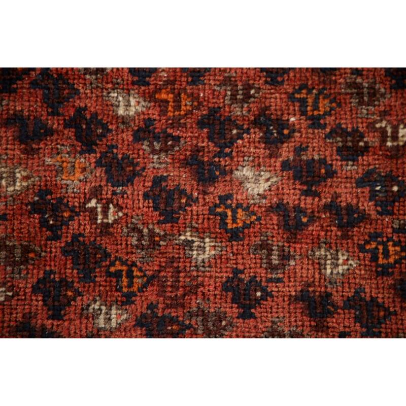 Vegetable Dye Coral Qashqai Persian Antique Rug Handmade Wool Carpet - 5'11"x 9'0"