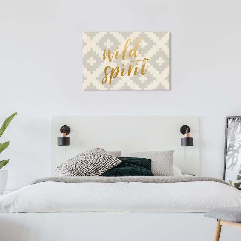 Wynwood Studio Canvas Typography and Quotes Wild Spirit Gold and Metallic Gold Modern & Contemporary Wall Art Canvas Print - 24 x 36
