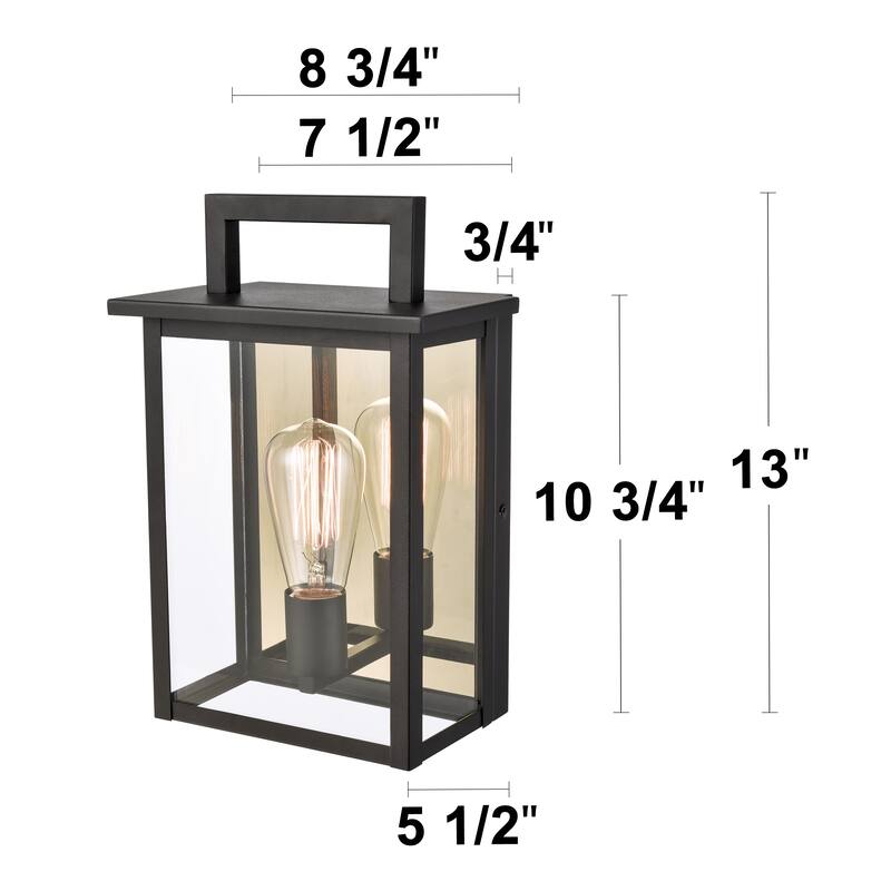 C Cattleya Matte Black Outdoor Wall Light with Gold Reflector and Clear Glass Shade