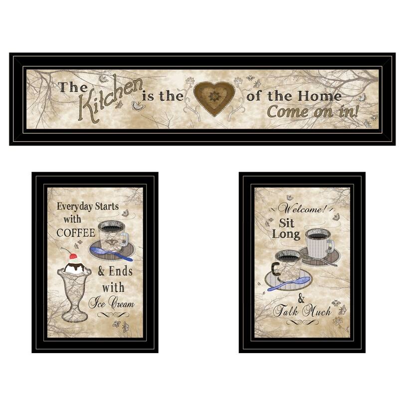 TrendyDecor4U Farmhouse "Love of Nature Kitchen" 3-Piece Vignette - Earthtone