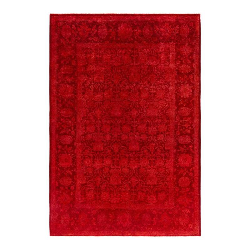 Overdyed, One-of-a-Kind Hand-Knotted Area Rug - Orange - 6' 1" x 8' 10"