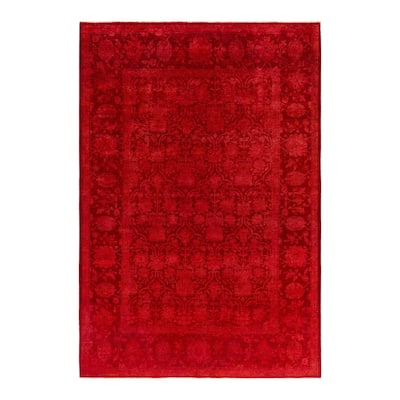 Overdyed, One-of-a-Kind Hand-Knotted Area Rug - Orange - 6' 1" x 8' 10"