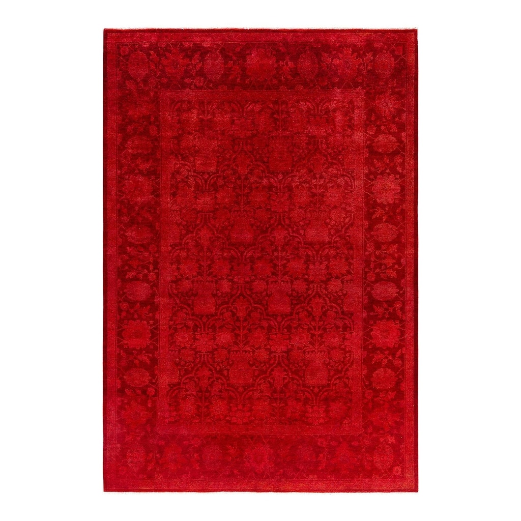 Overdyed, One-of-a-Kind Hand-Knotted Area Rug - Orange - 6' 1" x 8' 10"