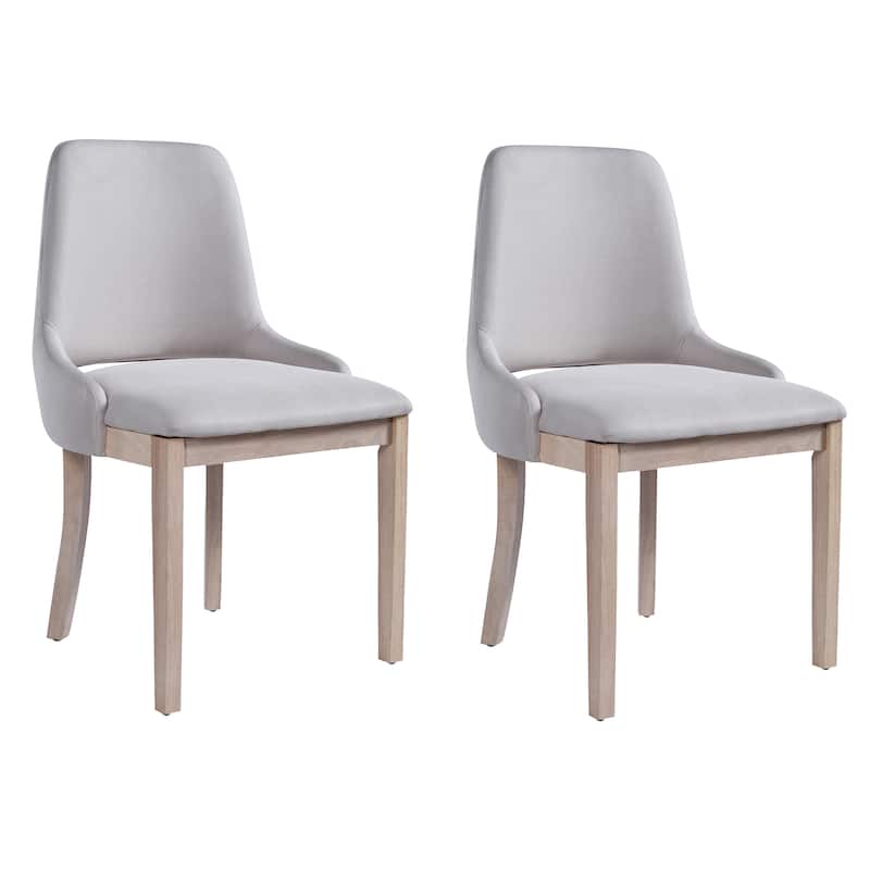 Wooden Dining Chairs Set of 2, Linen Upholstered Farmhouse Kitchen Dining Chairs, Dining Room Accent Chairs
