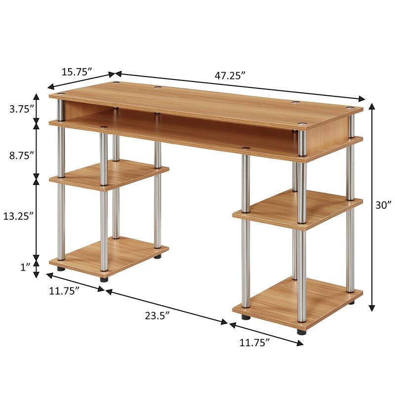 Convenience Concepts Designs2Go No Tools Student Desk with Shelves