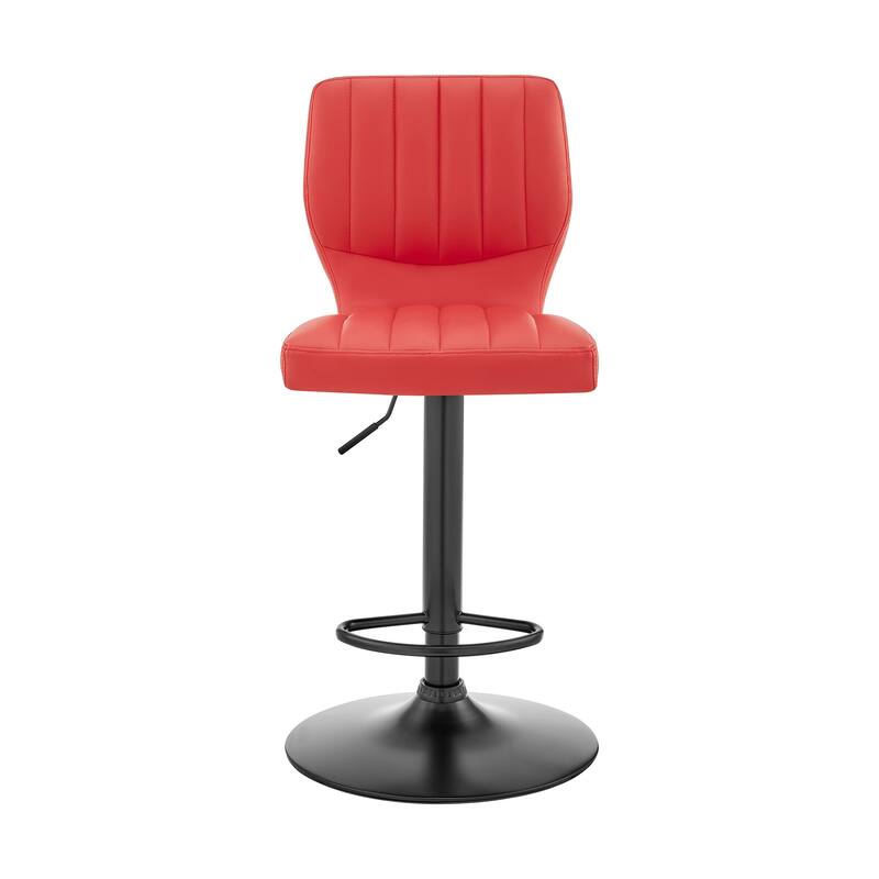 25" Red And Black Iron Swivel Adjustable Height Bar Chair - Red and Black