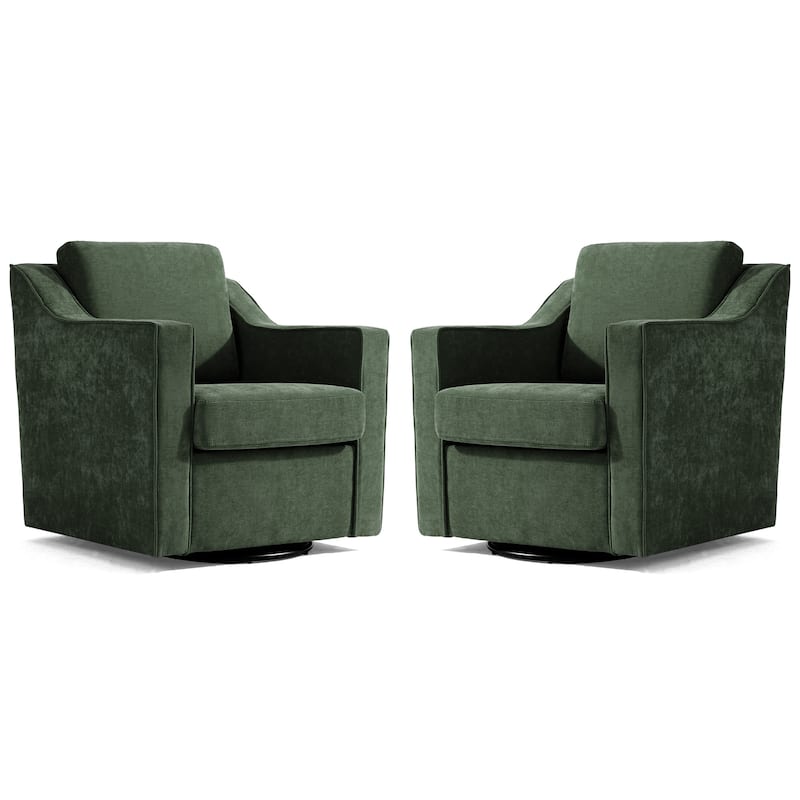 Chenille/Leather Swivel Barrel Chair(Set of 2) Modern Club Chair by UIXE