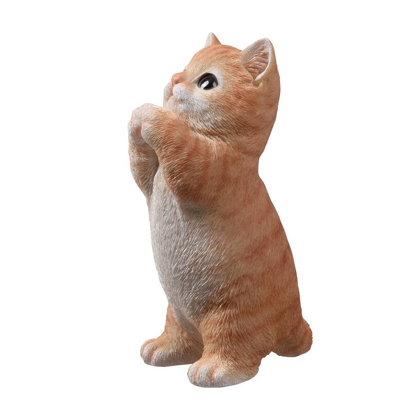 7" H Orange Tabby Cat Praying
