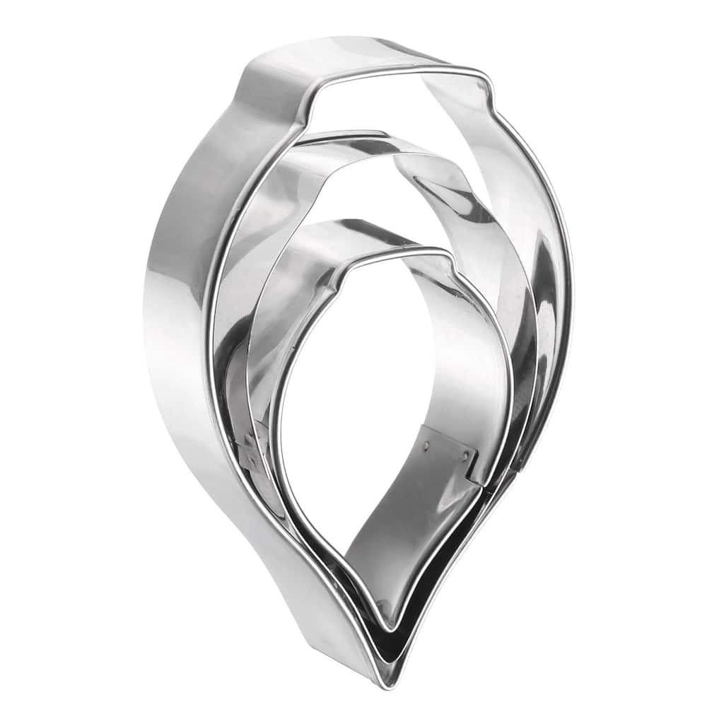 3pcs Calla Lily Cookie Cutter Set Assorted Sizes Flower Petal Cutters - Silver