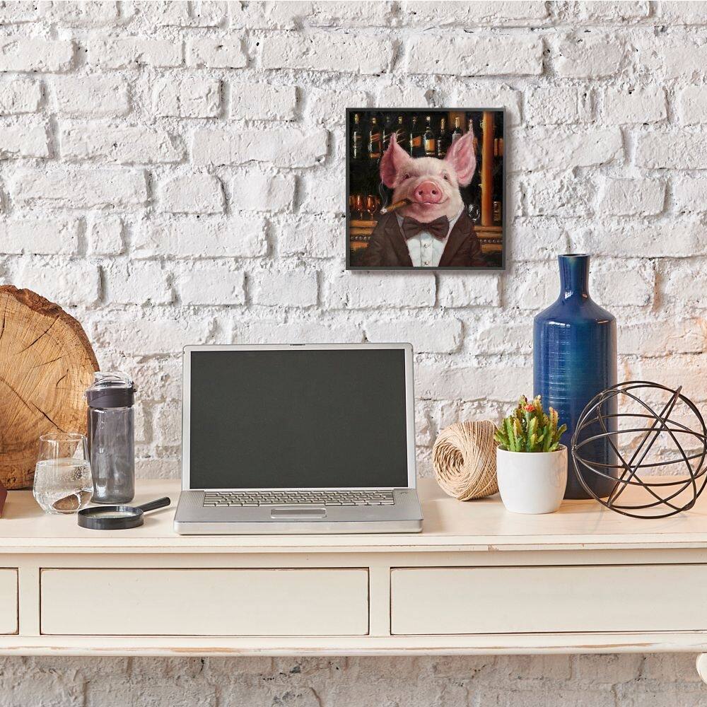 Shop Stupell Industries Classy Pig At Cigar Bar Farm Animal Painting Framed Wall Art 12x12 Multi Color Overstock 31753252