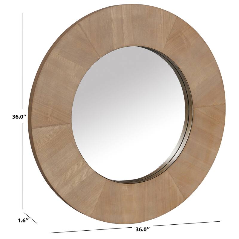 SAFAVIEH Couture Netta 36-inch Round Wood Mirror - 36"W x 1.6"D x 36"H