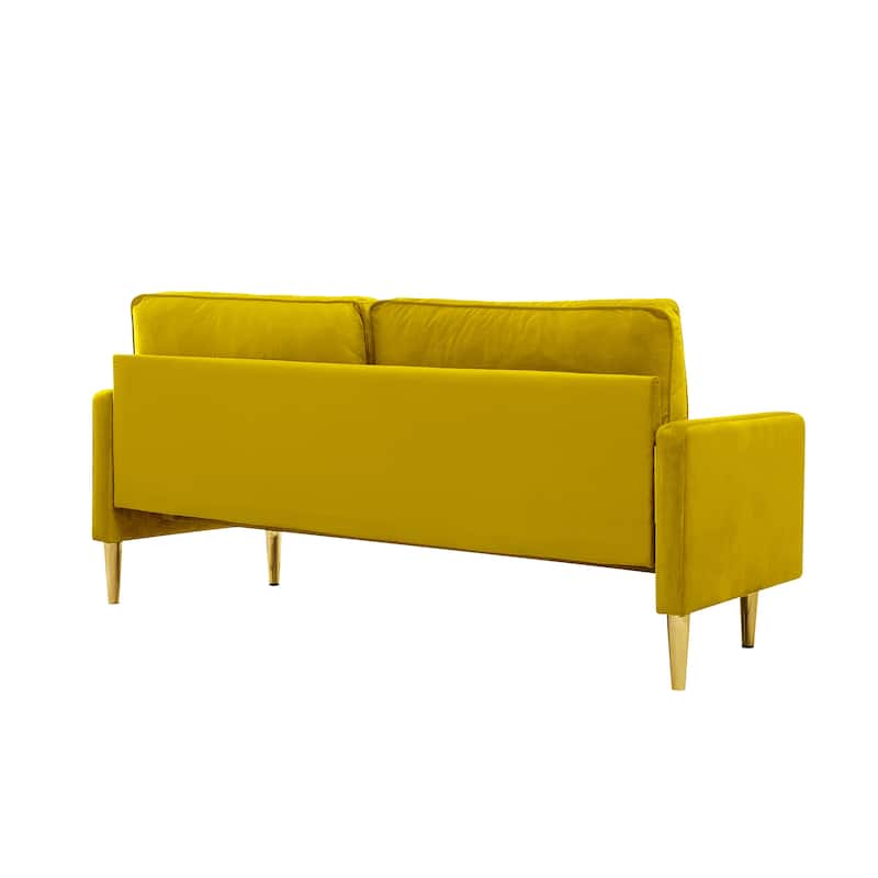 Velvet Loveseat Upholstered Corner Sofa Tufted Couch with 2 Cylindrical Pillow for Living Room 2-seat Armchair