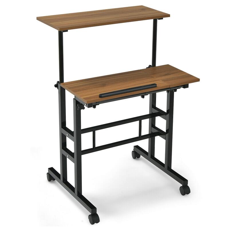 Costway Mobile Stand up Desk Adjustable Computer Desk Tilting - See Details