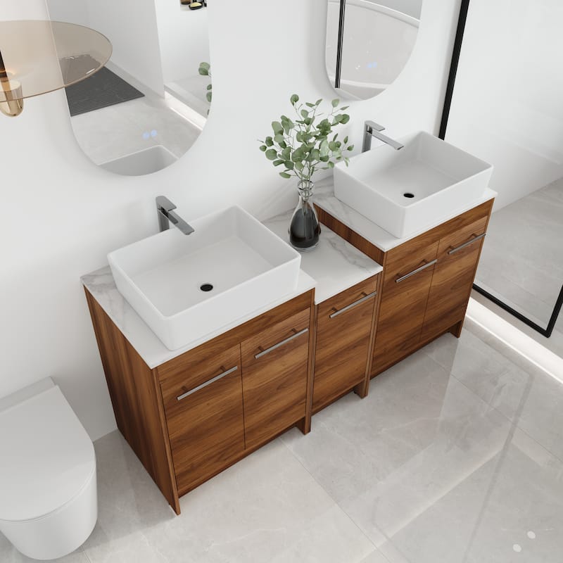 Malwee 24"/36"/48"/60" FreeStanding Bathroom Vanity, Floor Stand Bathroom Vanity with Ceramic Sink,Soft Close Door and Shelf