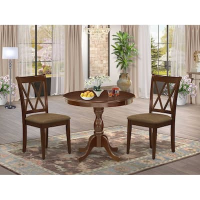 HomeStock 3-Piece Mahogany Finish Solid Wood Top - Dining Room Set - Seats 4