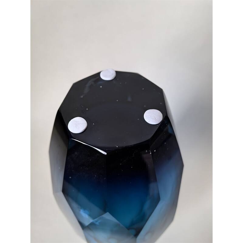 Fancy Tall Cut Glass Vase in Blue