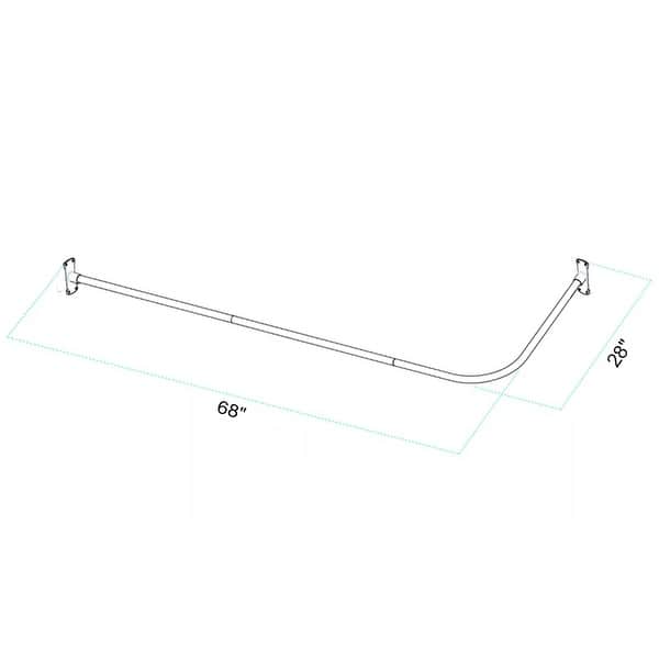 Utopia Alley 68x28in Rustproof Aluminum LShaped Corner Shower Curtain