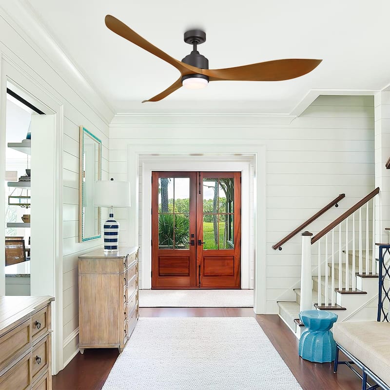 66" Modern Brown 3-Blade Dimmable Ceiling Fan with Light and Remote