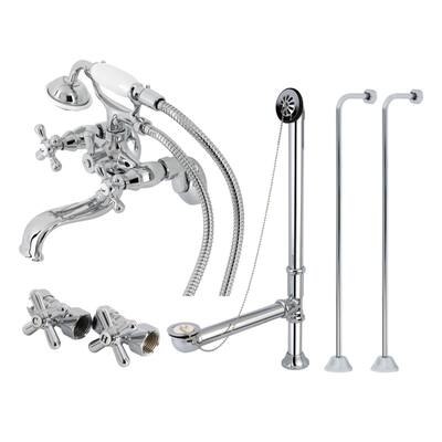 Kingston Brass Vintage Tub Wall Mount Clawfoot Tub Faucet Package with Supply Line
