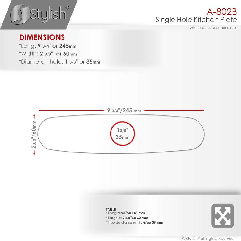 Single Hole 9.75-inch Kitchen Faucet Plate