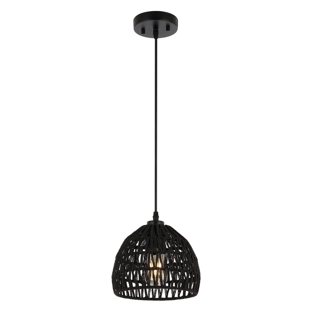 JONATHAN Y Jigu 1-Light Woven Rattan/Iron LED Pendant