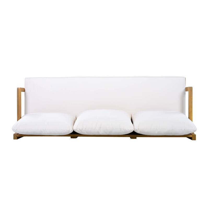 Christopher Knight Home - Modern 3-Piece Acacia Wood Outdoor Sectional Set with 3-Seater Sofa, Loveseat & Coffee Table